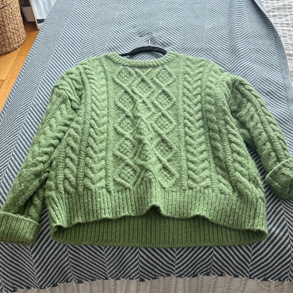 Daily Drills Olive Cable Knit Sweater